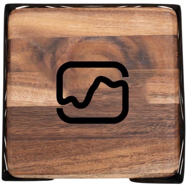 WILDHOOD 4PC ACACIA WOOD SQUARE COASTER SET Thumbnail